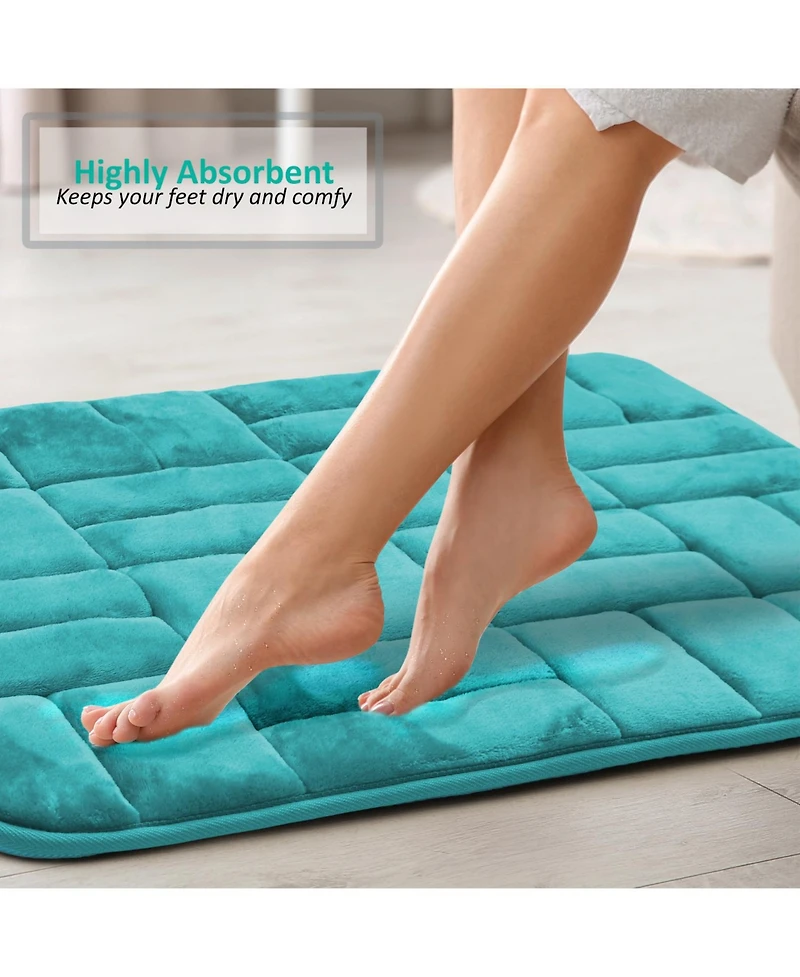 Ultra Soft Non-Slip Plush Memory Foam Bath Rug - Small 17"x24" Tiled Design