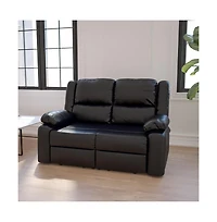 Bustle Back Loveseat With Two Built-In Recliners