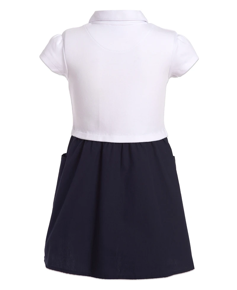 Nautica Little Girls Uniform 2 Tone Interlock Dress