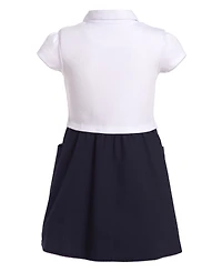 Nautica Little Girls Uniform 2 Tone Interlock Dress