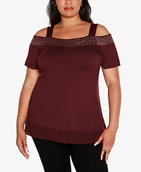 Belldini Plus Cold-Shoulder Top