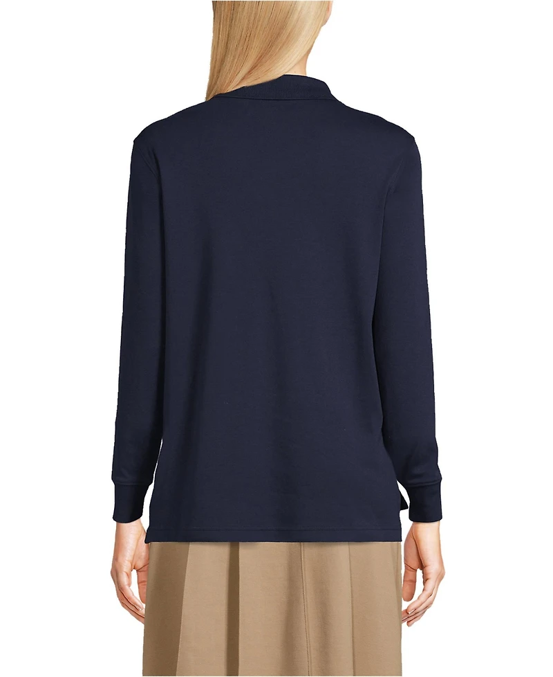 Lands' End Women's Tall Long Sleeve Interlock Polo Shirt