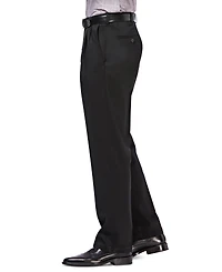 Haggar Men's Premium No Iron Khaki Classic Fit Pleat Hidden Expandable Waist Pants