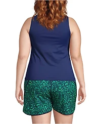 Lands' End Women's Dd-Cup High Neck Upf 50 Modest Tankini Swimsuit Top