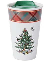 Spode Christmas Tree Tartan Porcelain Travel Mug with Lid
