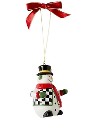 Spode Christmas Tree Black and White Snowman Ornament