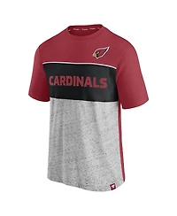 Men's Fanatics Cardinal, Heathered Gray Arizona Cardinals Colorblock T-shirt