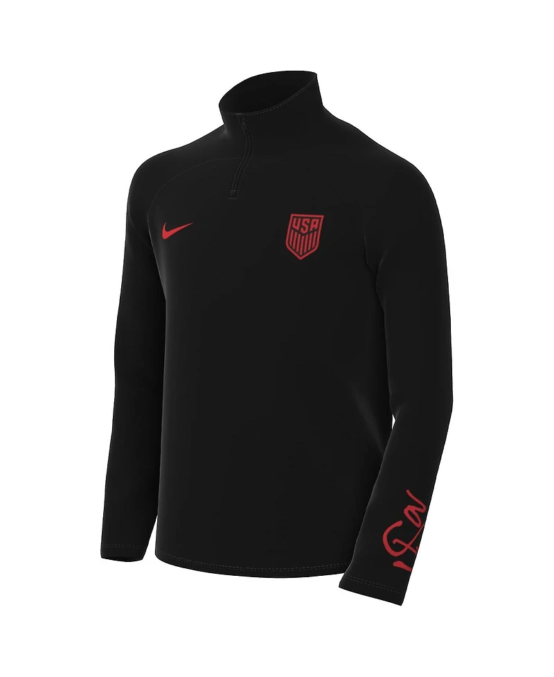 Big Boys Nike Black Usmnt Academy Pro Drill Performance Raglan Quarter-Zip Top