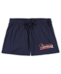 Women's Concepts Sport White, Navy Denver Broncos Plus Downfield T-shirt and Shorts Sleep Set