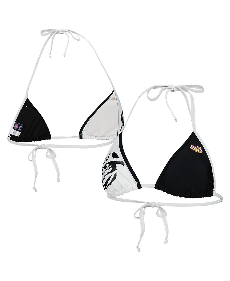 Women's G-iii 4Her by Carl Banks Black, White Lsu Tigers Play Action Bikini Top