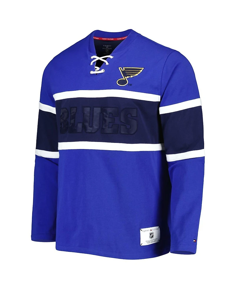 Men's Tommy Hilfiger Blue St. Louis Blues Walter Lace-Up Long Sleeve Top
