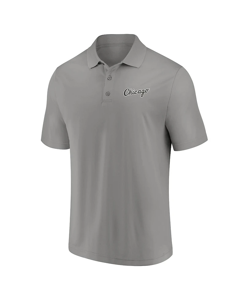 Men's Fanatics Black, Gray Chicago White Sox Dueling Logos Polo Shirt Combo Set