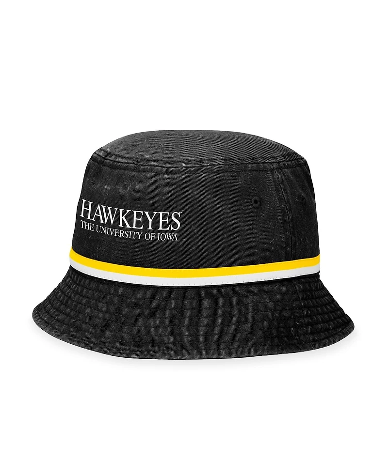 Men's Top of the World Black Iowa Hawkeyes Ace Bucket Hat