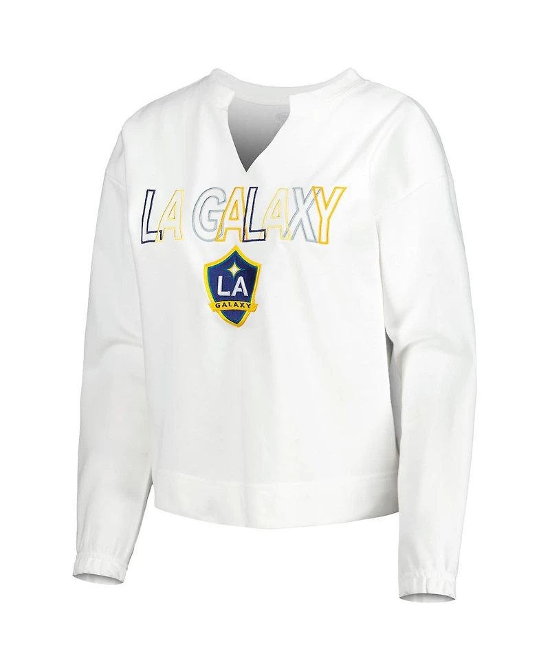 Women's Concepts Sport White La Galaxy Sunray Notch Neck Long Sleeve T-shirt