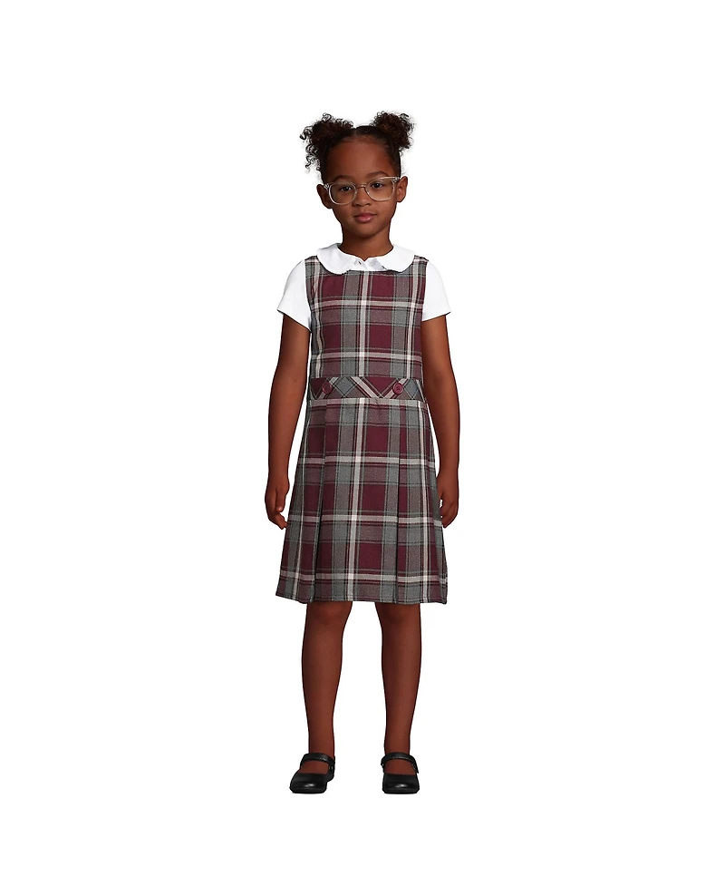 Lands' End School Uniform Girls Plaid Jumper Top of Knee