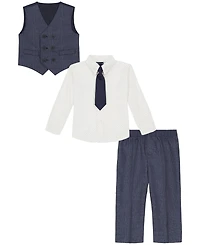 Nautica Baby Boys Tonal Windowpane Vest, Shirt, Tie and Pants Set