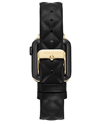 Anne Klein Women's Black Quilted Genuine Leather Band designed for Apple Watch 42mm (Series 1-3 only) & 44/45/46/49mm (Ultra & Ultra 2)