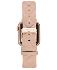Anne Klein Women's Blush Pink Quilted Genuine Leather Band designed for Apple Watch 42mm (Series 10) & 38/40/41mm