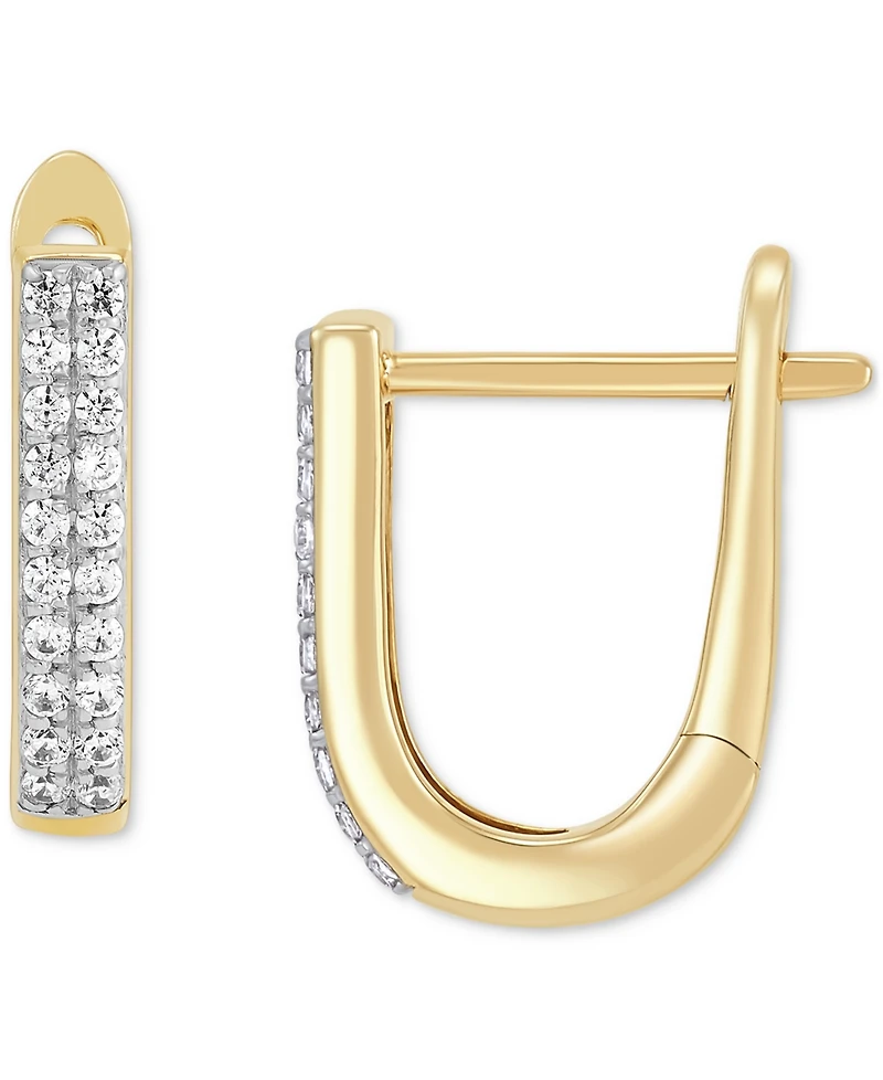 Diamond Oval Hoop Earrings (1/8 ct. t.w.) in 14k Gold-Plated Sterling Silver