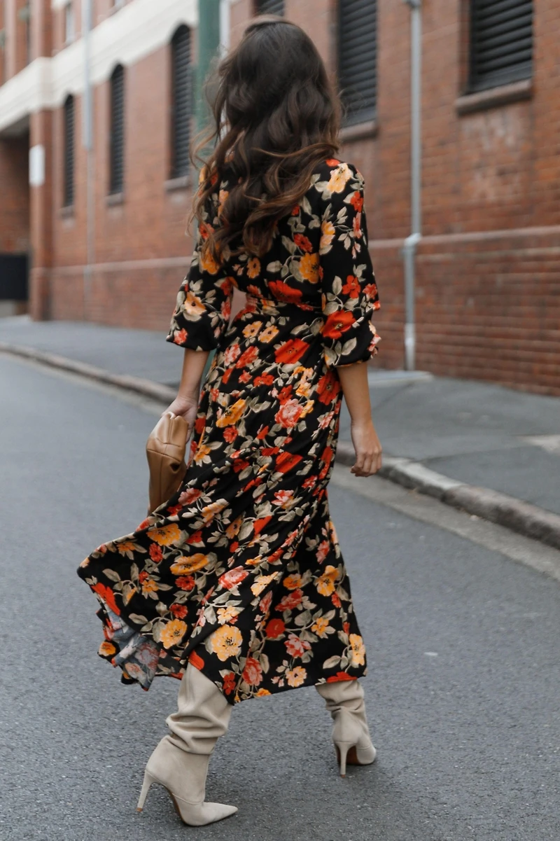 Petal and Pup Women's Wrap Jacket Maxi Dress