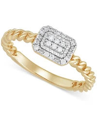 Diamond Cluster Rope Style Ring (1/10 ct. t.w.) in 14k Gold-Plated Sterling Silver