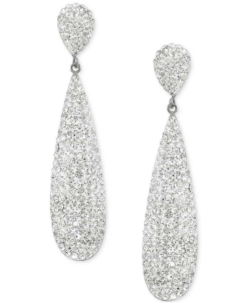 Crystal Pave Elongated Drop Earrings