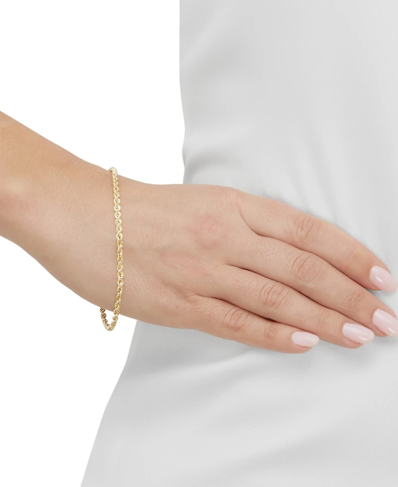 Lightweight Rope Link Chain Bracelet in 14k Gold