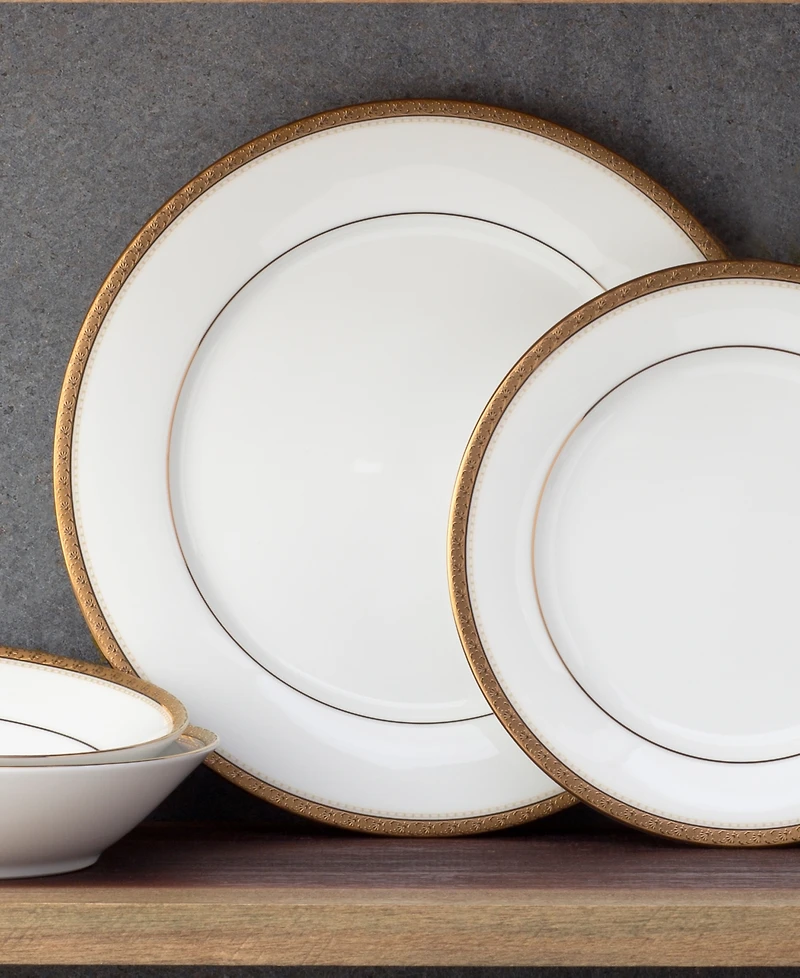 Noritake Charlotta Gold 4 Piece 10.5" Dinner Plates Set, Service for 4