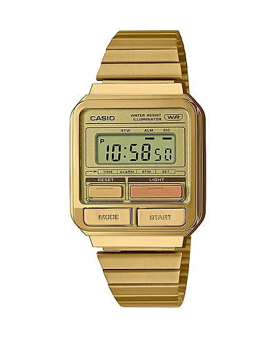 G-Shock Unisex Digital Gold-Tone Stainless Steel Watch 33.5mm, A120WEG-9AVT