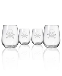 Rolf Glass Skull and Crossbones Stemless Wine Tumbler 17oz