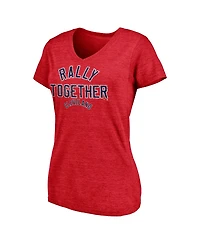 Women's Fanatics Red "Cleveland Guardians Hometown Rally Together Tri-Blend V-Neck T-shirt