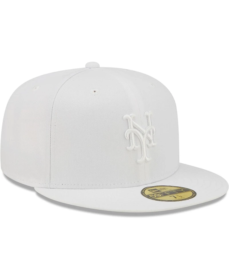 Men's New Era York Mets White on 59FIFTY Fitted Hat