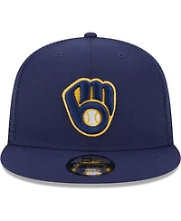 Men's New Era Navy Milwaukee Brewers Team Color Trucker 9FIFTY Snapback Hat