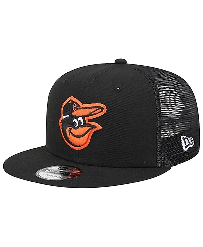 Men's New Era Black Baltimore Orioles Team Color Trucker 9FIFTY Snapback Hat