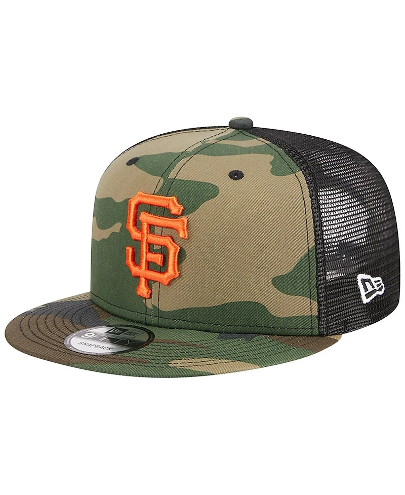 Men's New Era Camo San Francisco Giants Woodland Camo Trucker 9FIFTY Snapback Hat