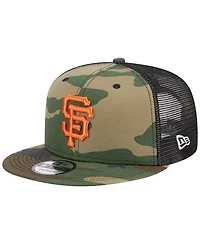 Men's New Era Camo San Francisco Giants Woodland Camo Trucker 9FIFTY Snapback Hat