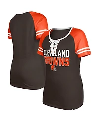 Women's New Era Brown Cleveland Browns Raglan Lace-Up T-shirt