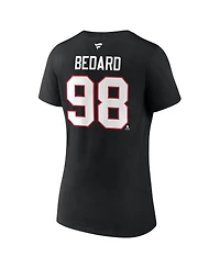 Women's Fanatics Connor Bedard Chicago Blackhawks 2023 Nhl Draft Authentic Stack Player Name and Number V-Neck T-shirt