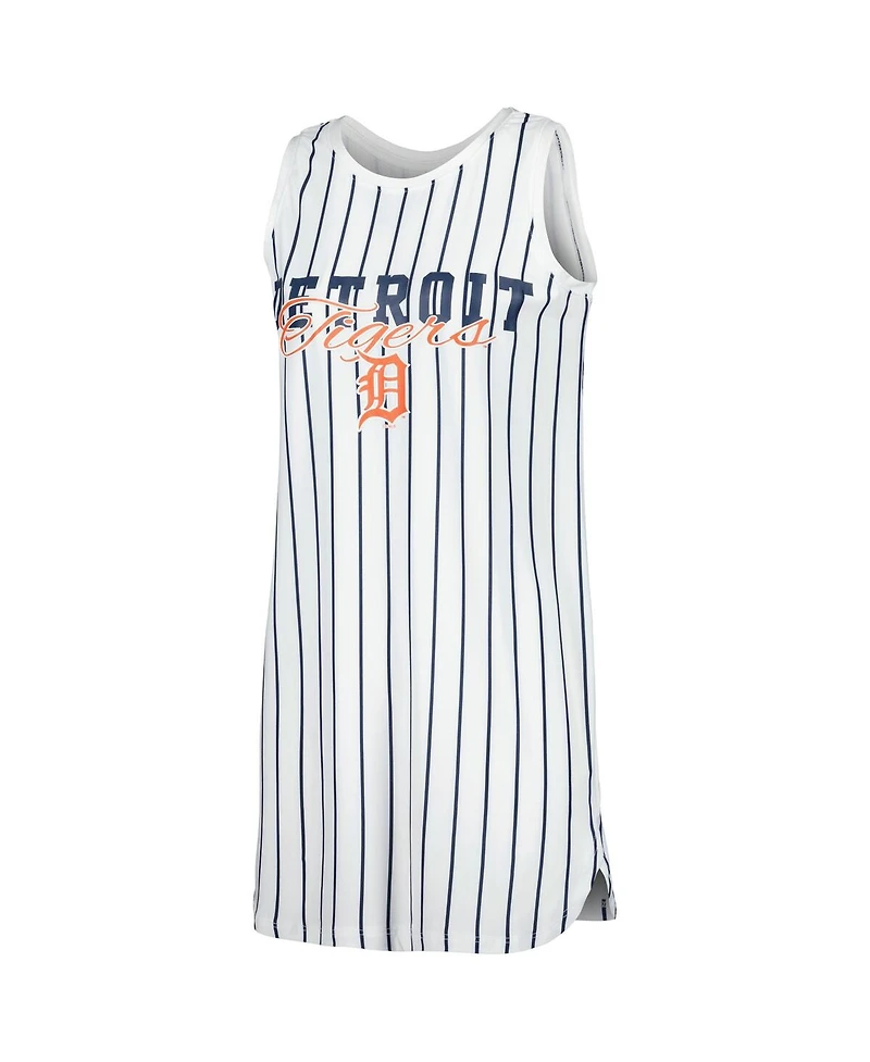 Women's Concepts Sport White Detroit Tigers Reel Pinstripe Knit Sleeveless Nightshirt