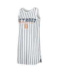 Women's Concepts Sport White Detroit Tigers Reel Pinstripe Knit Sleeveless Nightshirt