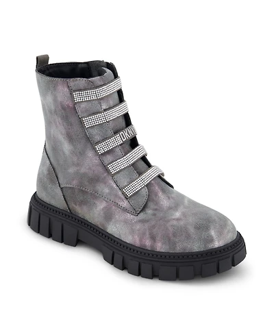 Dkny Little Girls Carrie Side Zipper Moto Shine Boots
