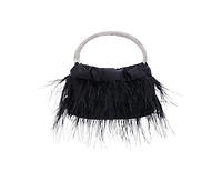 Nina Crystal Handle Feather Pouch