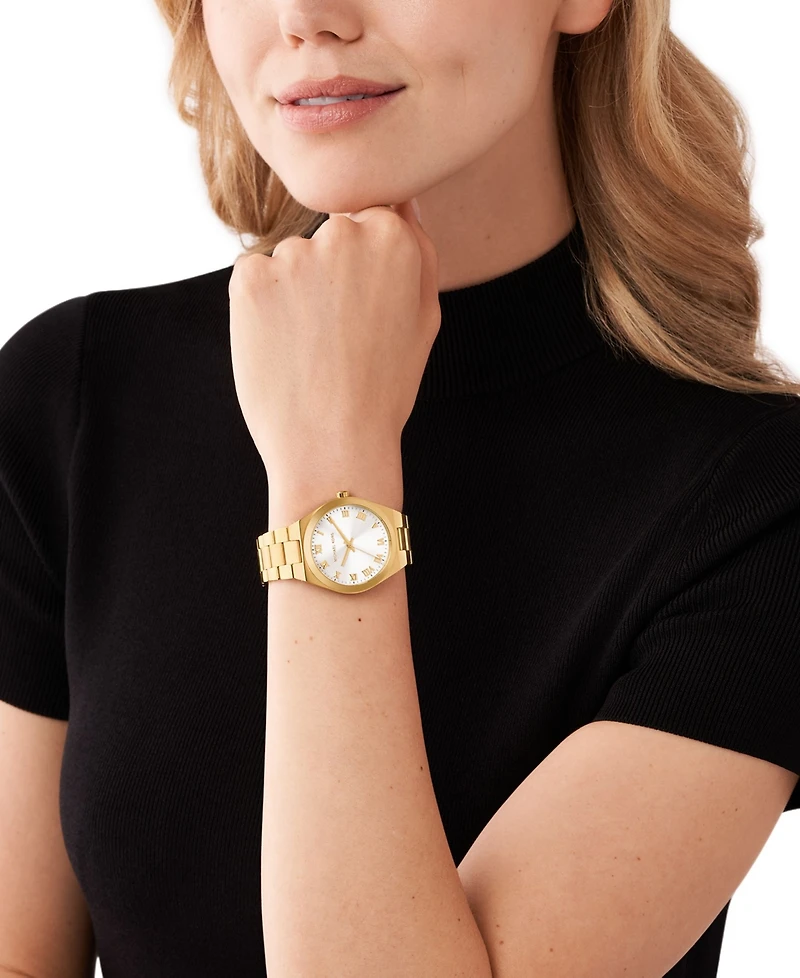 Michael Kors Women's Lennox Quartz Three-Hand Gold-Tone Stainless Steel Watch 37mm