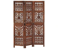 vidaXL Hand Carved 3-Panel Room Divider 47.2"x65" Solid Mango Wood