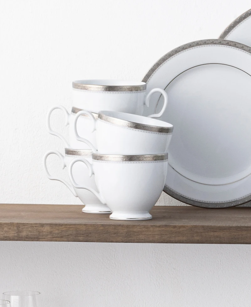 Noritake Charlotta Platinum 4 Piece Cups Set, Service for 4