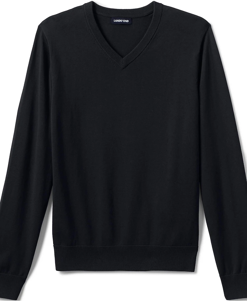 Lands' End Men's Cotton Modal Fine Gauge V-neck Sweater