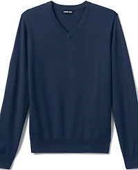 Lands' End Men's Cotton Modal Fine Gauge V-neck Sweater