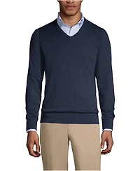 Lands' End Men's Cotton Modal Fine Gauge V-neck Sweater