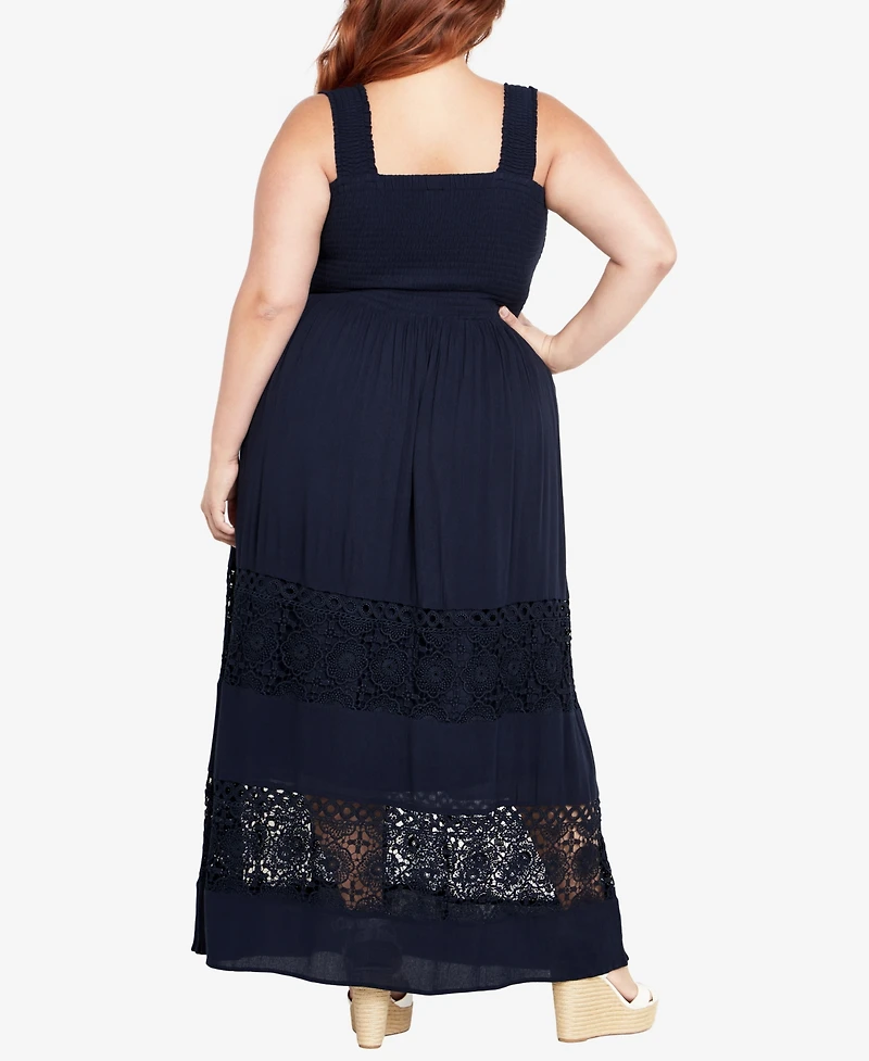 City Chic Plus By The Beach Crochet Maxi Dress