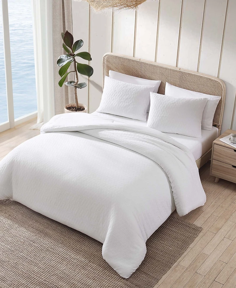 Closeout! Tommy Bahama Home Wicker Woven Solid 3 Piece Duvet Cover Set, Full/Queen